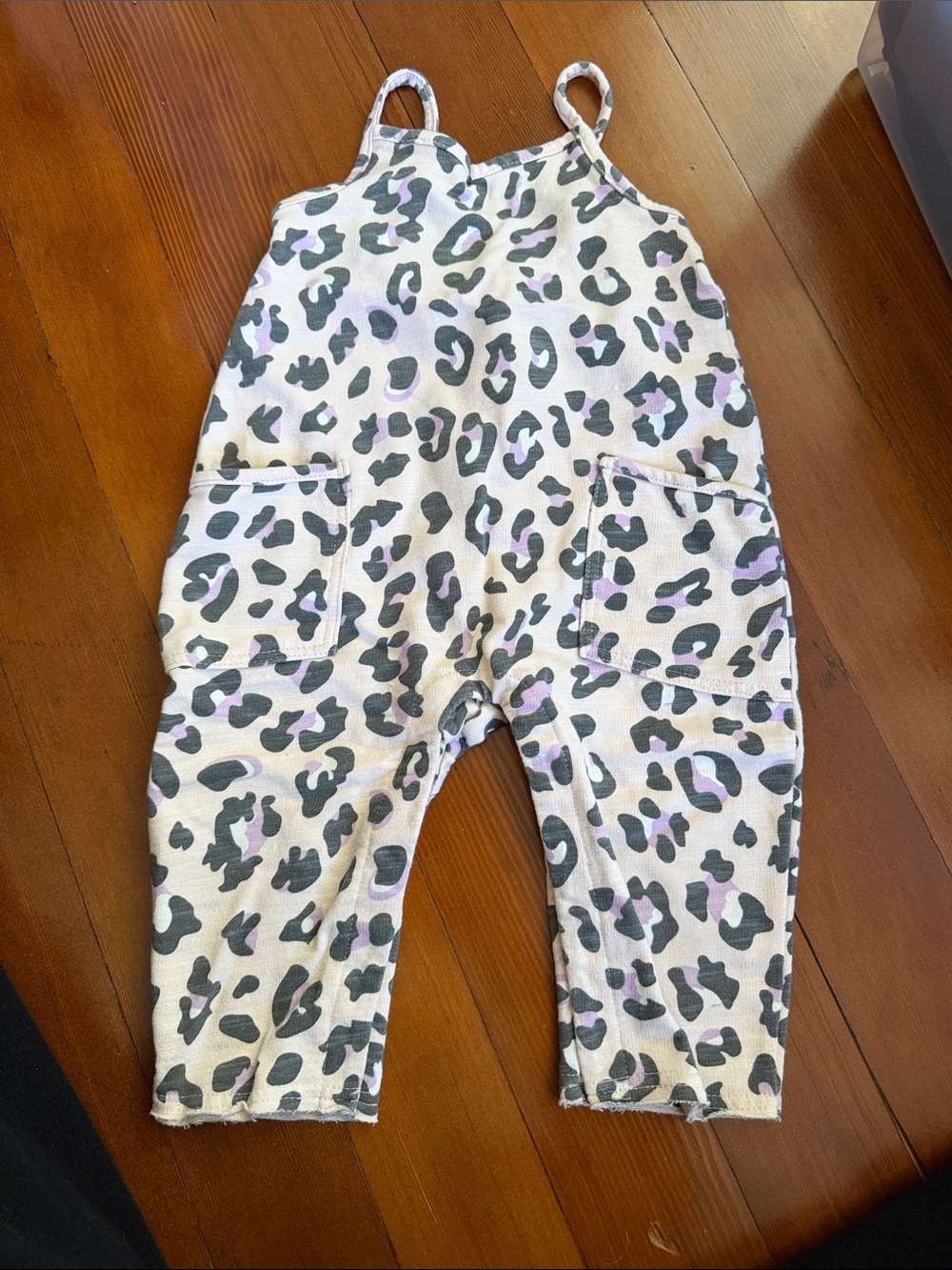 Leopard Print Kids Romper in White, Gray & Light Purple